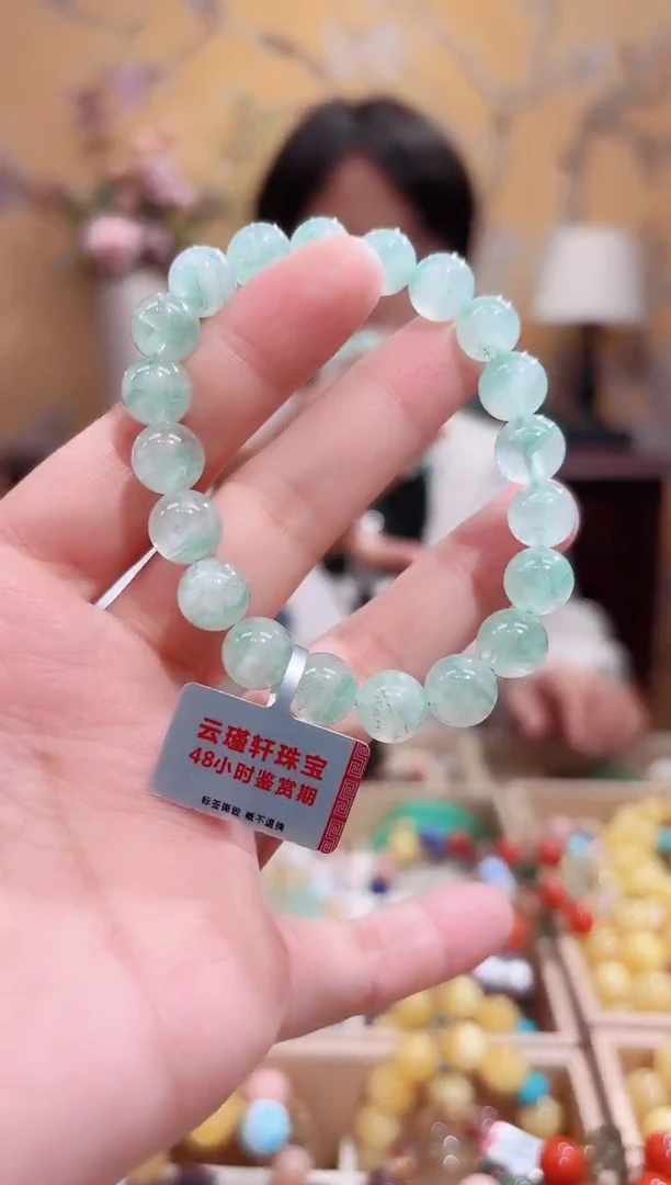 18K金镶嵌手串水晶9.5咪天然翠幽灵水晶设计款多样性发其一