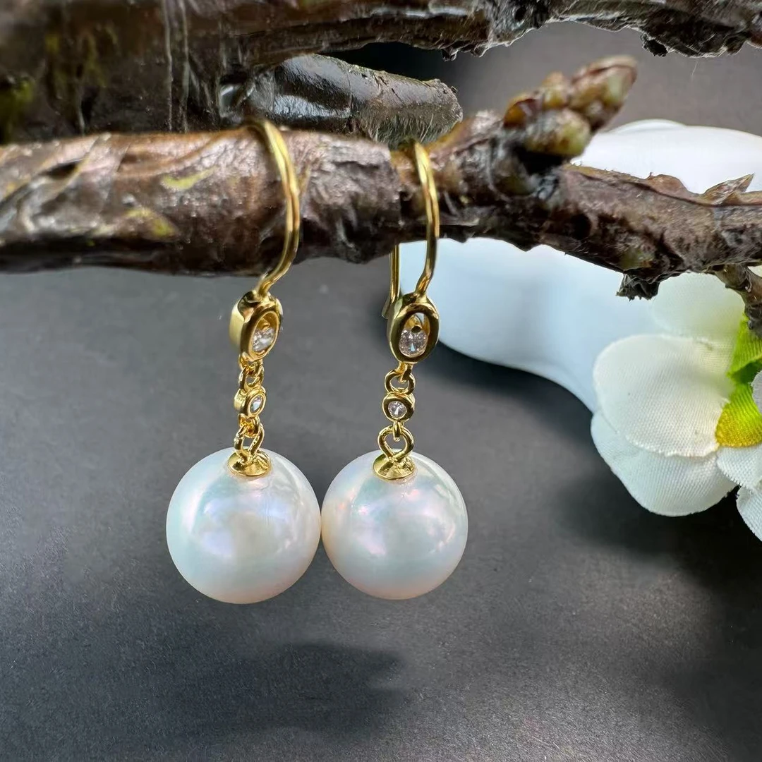 S925银淡水珍珠耳饰-珠径11+mm-DS136