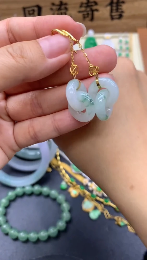 【闪购商品】翡翠耳饰18K金镶嵌364-中国好珍宝