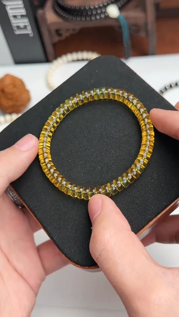 【闪购商品】琥珀裸石未镶嵌HG-缅甸金蓝手串6.5mm