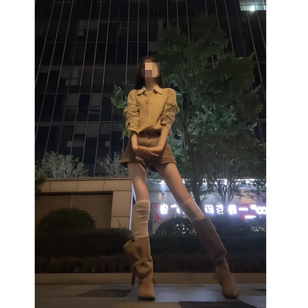 2025简约百搭V领纯色系长袖原麻衬衫卷边直筒牛仔短裤套装X11223