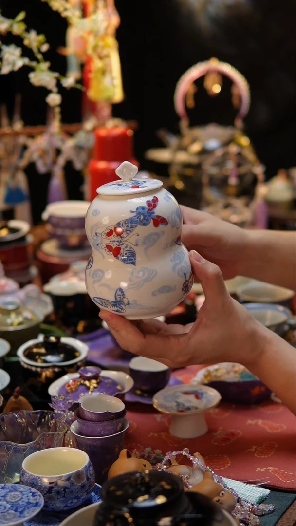 【闪购商品】摆件蝴蝶葫芦茶叶罐茶叶罐