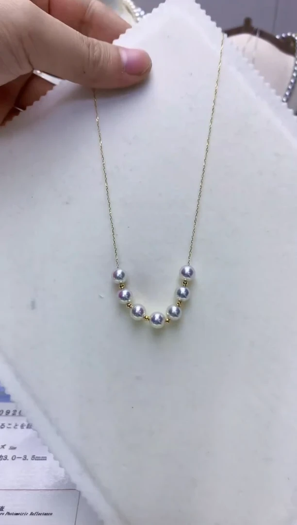 【闪购商品】海水珍珠饰品18K金镶嵌6-7微笑满天星项链