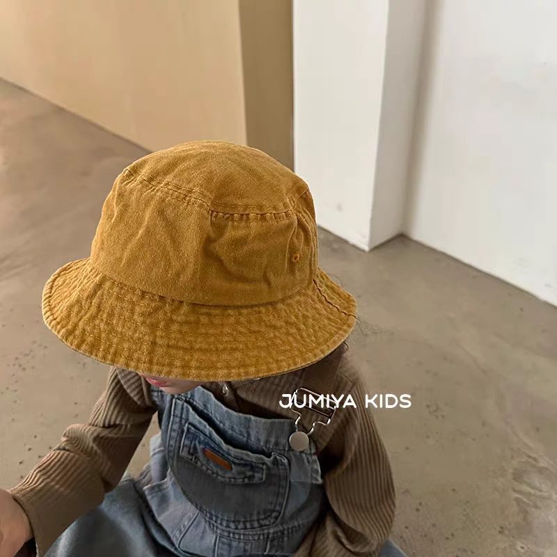 经典百搭款~12色儿童帽子纯色洋气遮阳渔夫帽大沿水洗太阳盆帽春