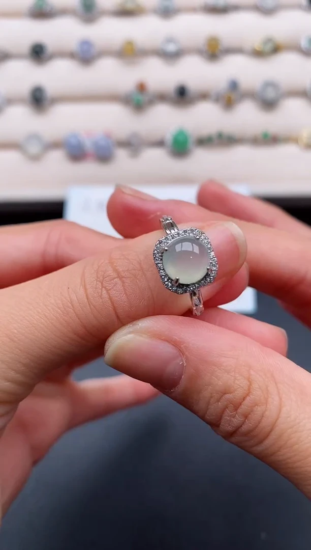 银S925镶嵌戒指翡翠444444444+5