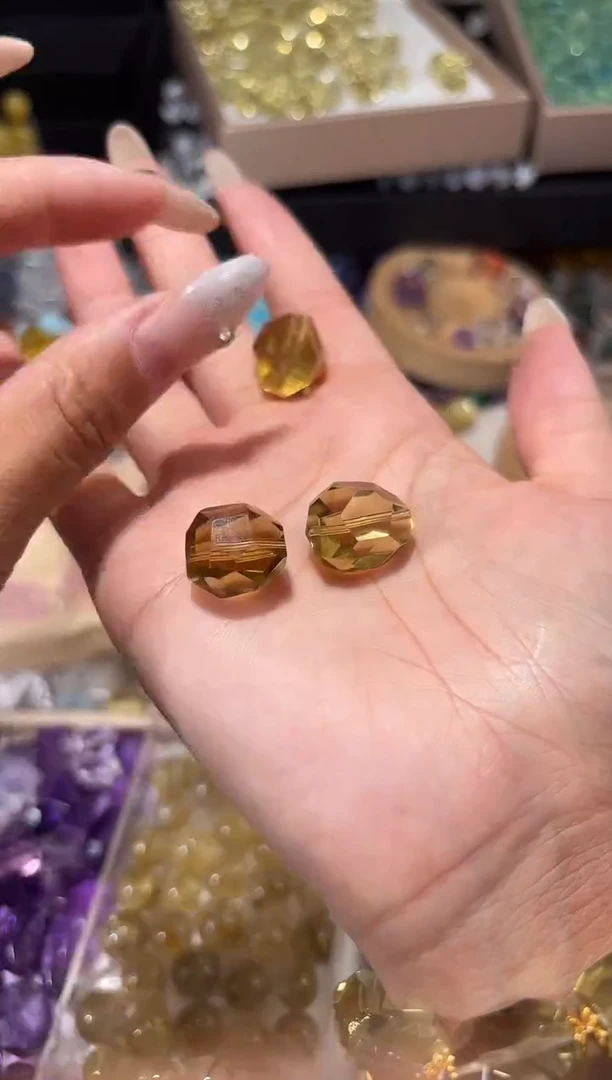 水晶手串未镶嵌F39老料黄水晶随行一个宽卡约13