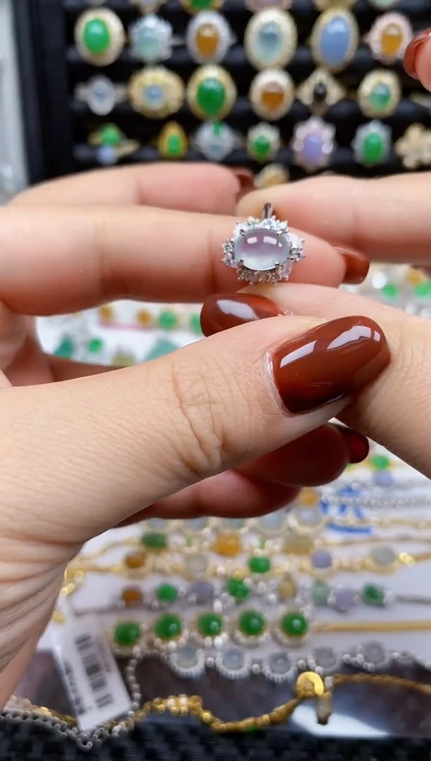 银S925镶嵌戒指翡翠9341