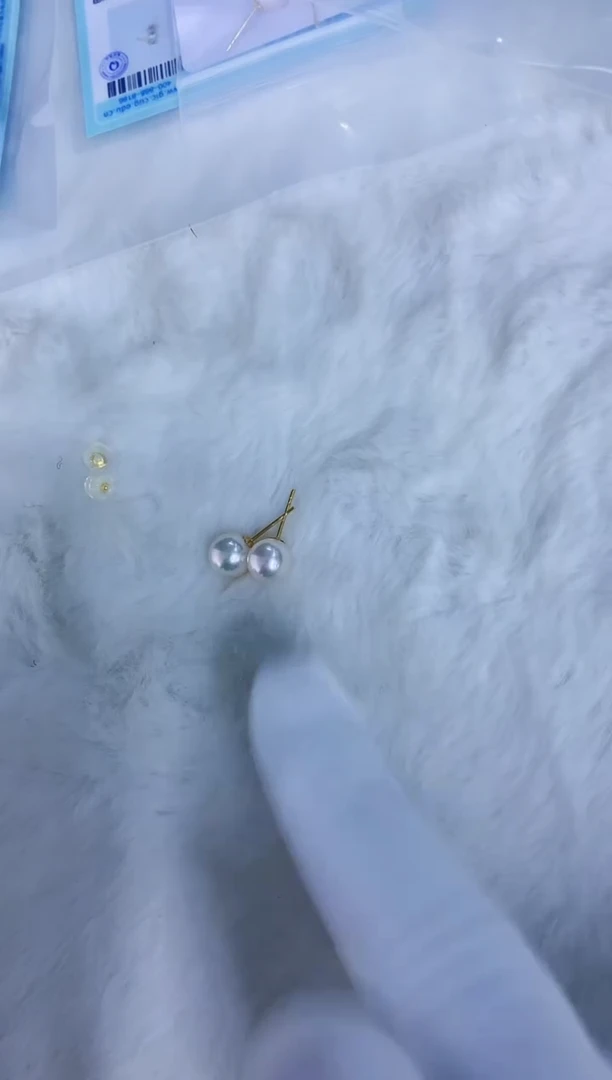 18K金镶嵌海水珍珠饰品8.5-9素钉定制
