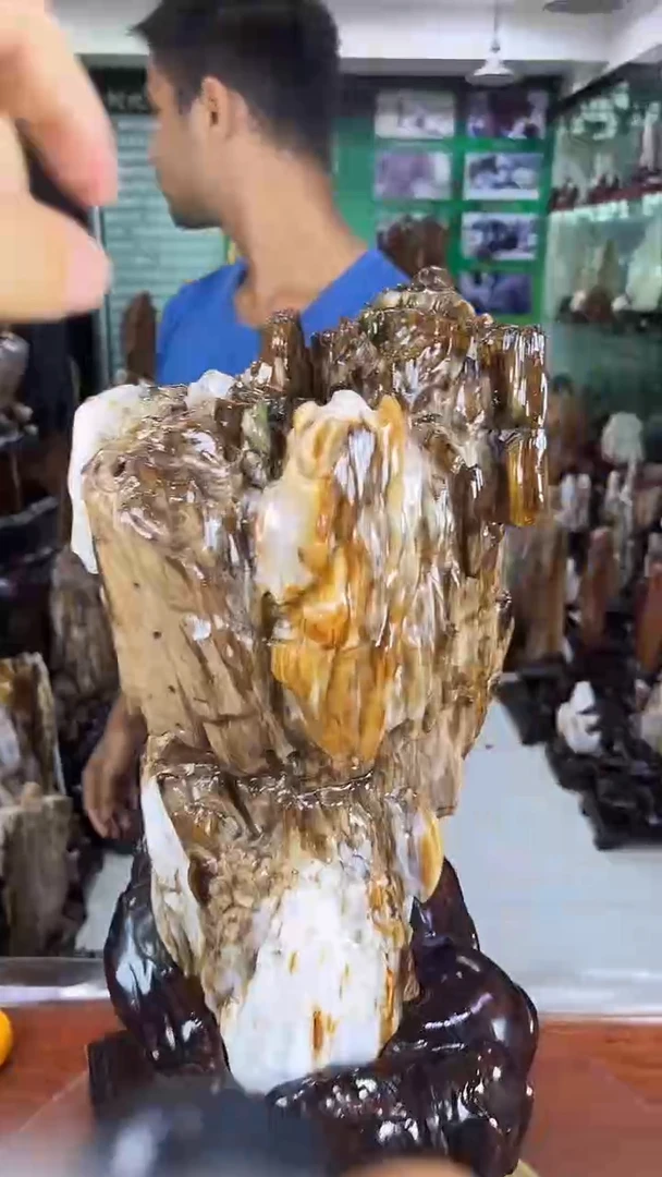 缅甸天然树化玉摆件