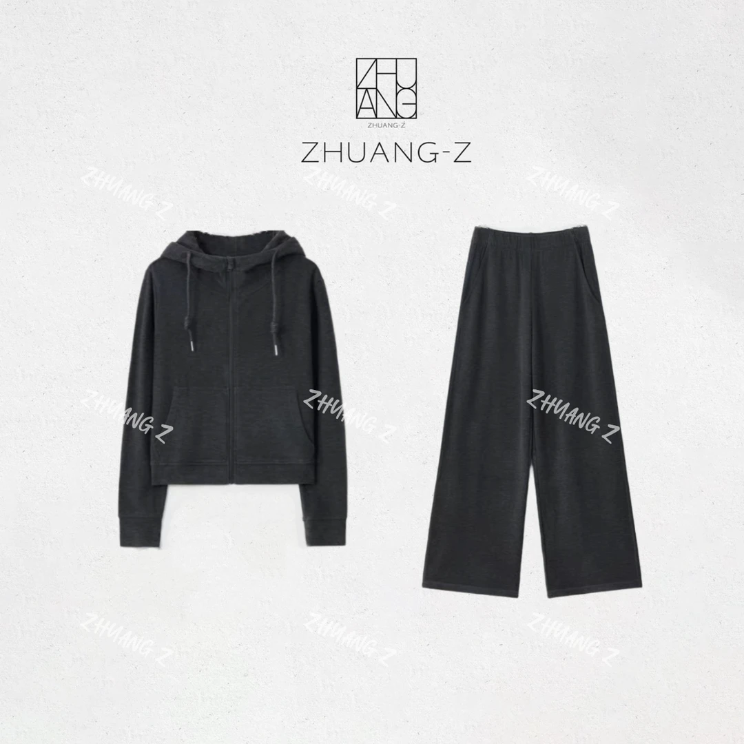 【ZHUANG-Z】（绵柔套装）莱赛尔磨毛绒感显瘦休闲运动套装
