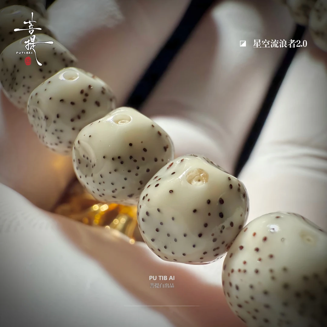 菩提白 原生态石玉料海南星月菩提手工雕星空流浪者男女文玩手持