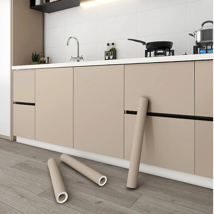 厨房柜门翻新贴纸自粘橱柜防水防油防潮柜子改造家具自粘贴膜加厚