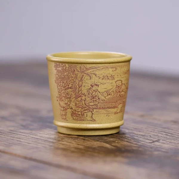 原矿紫砂主人杯品茗杯  本绿 棋子可乐杯