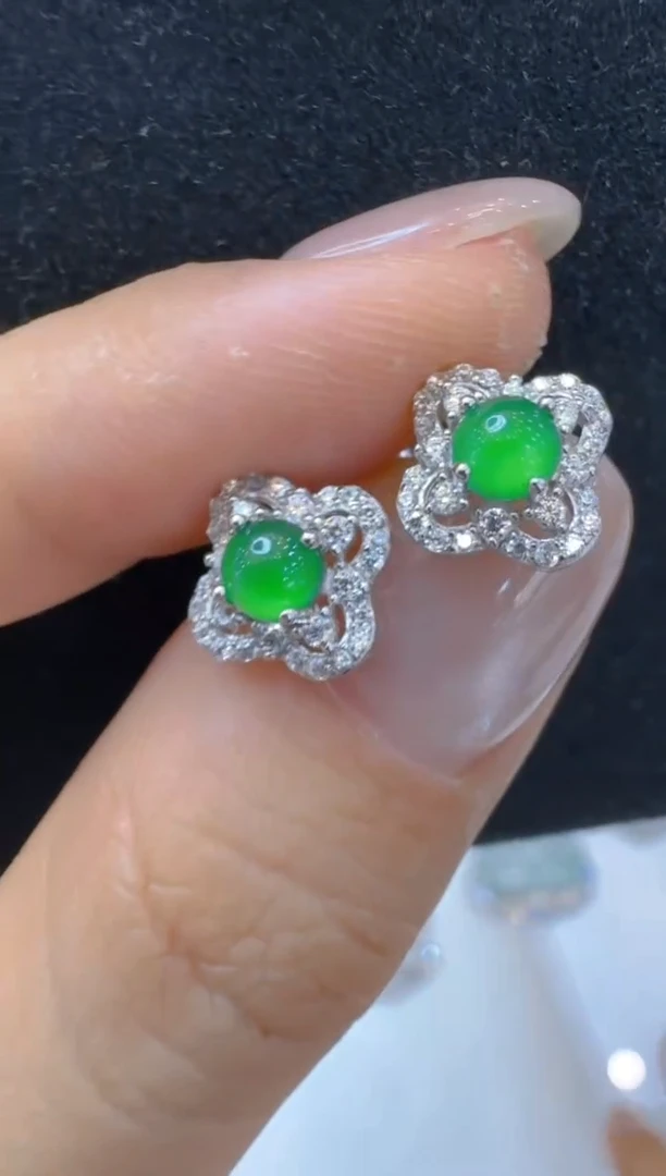 银S925镶嵌翡翠耳饰多样性团购发一件