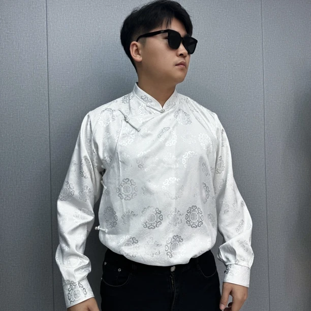 【蒙克】C0226蒙古元素情侣衬衣男