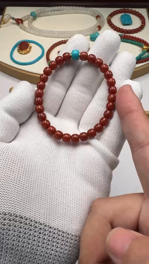 18K金镶嵌手串南红玛瑙仙***~1111