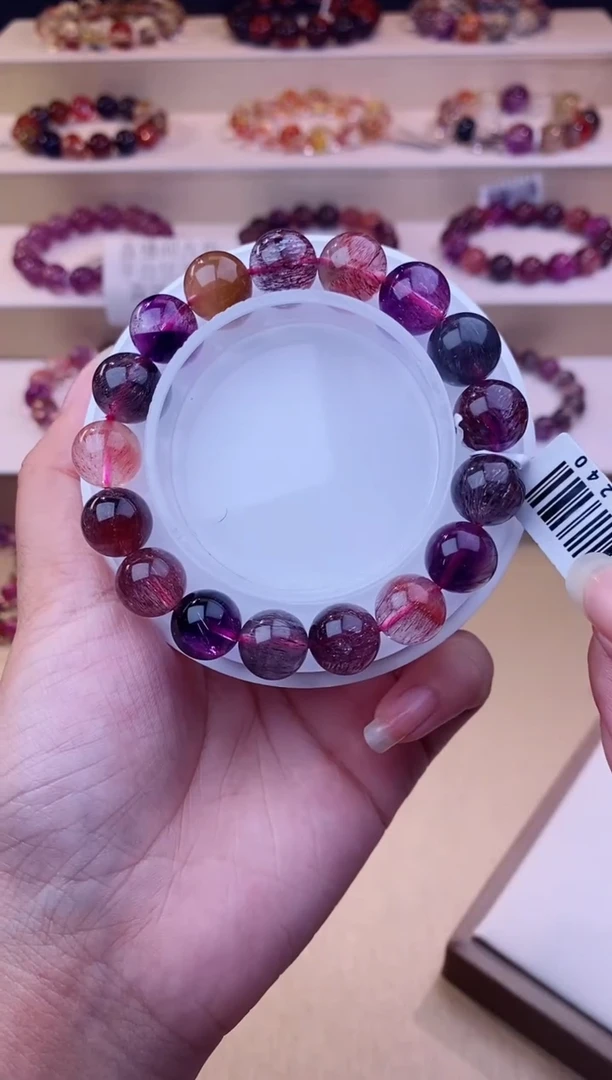 未镶嵌手链水晶黑加仑超七11m+