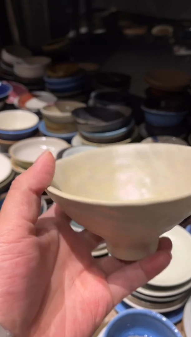 【闪购商品】瓷片631粉引手捏高足小碗1个