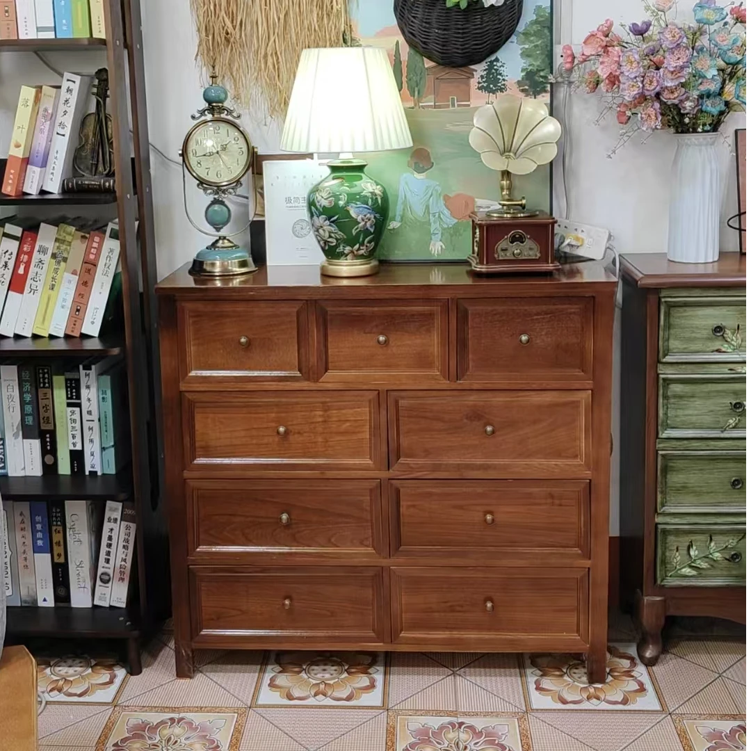 【一品家居专属】美式九斗柜卧室储物柜实木斗柜客厅收纳柜杂物柜