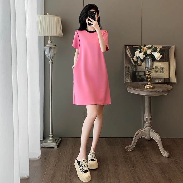 宽松遮肚子的连衣裙夏季小个子韩版时尚休闲减龄显瘦短袖A字裙子