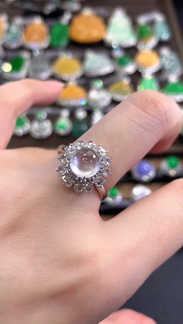 18K金镶嵌戒指翡翠C46