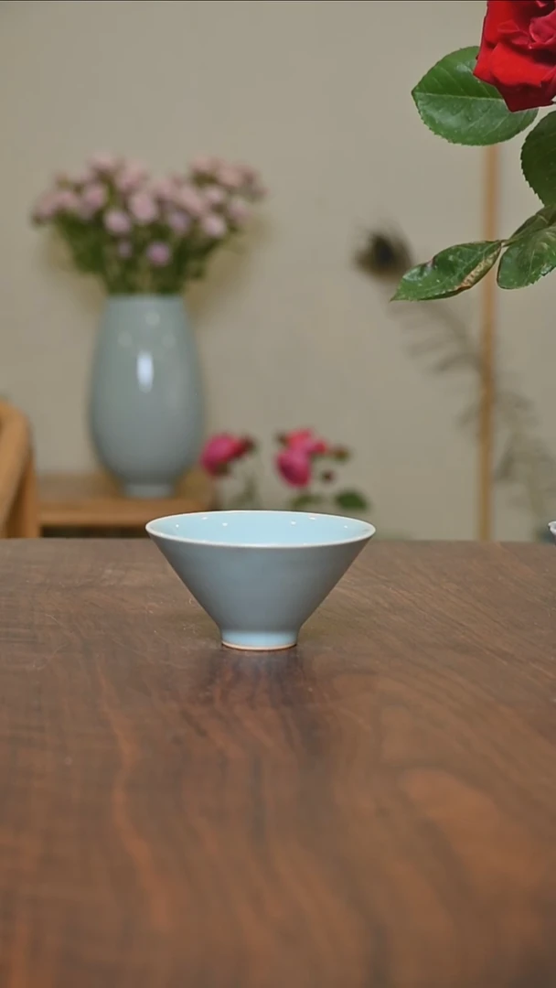 其他手拉天青釉斗笠杯桑麻作品