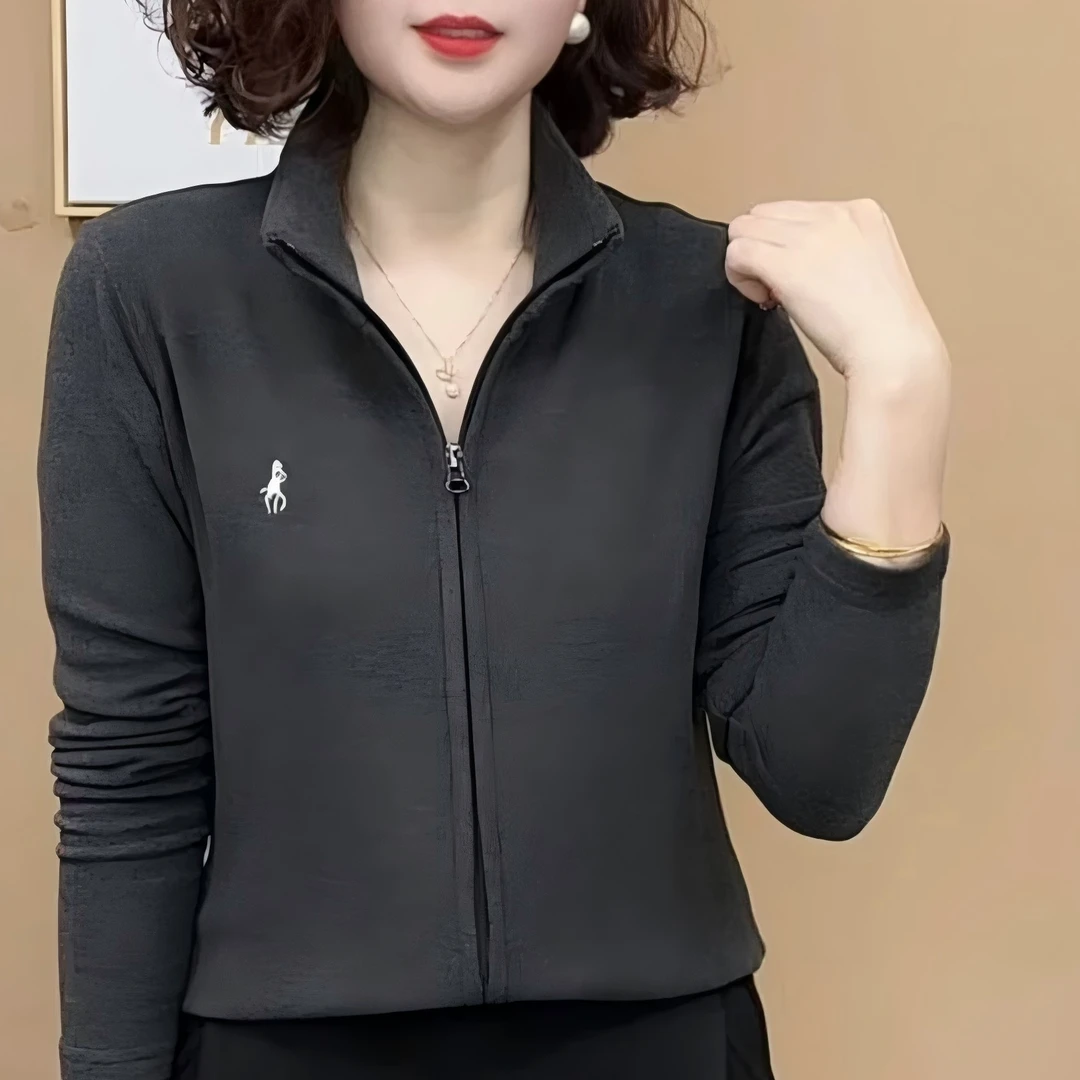 2025洋气百搭气质长袖纯色开衫显瘦长袖女上衣上衣简约磨毛外套