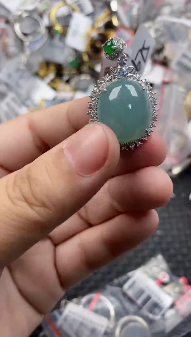 银S925镶嵌戒指翡翠55555   9