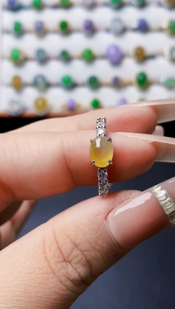 银S925镶嵌戒指翡翠0056