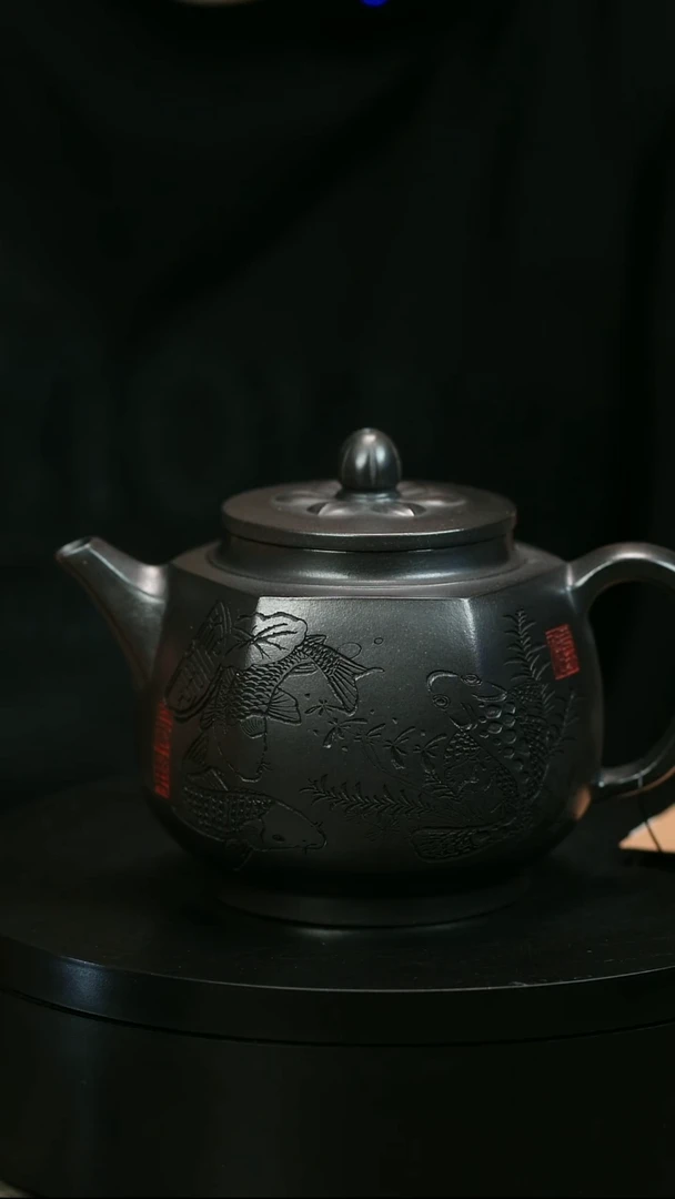 茶壶紫砂用****0H2191李小琴鲤鱼六方宫灯