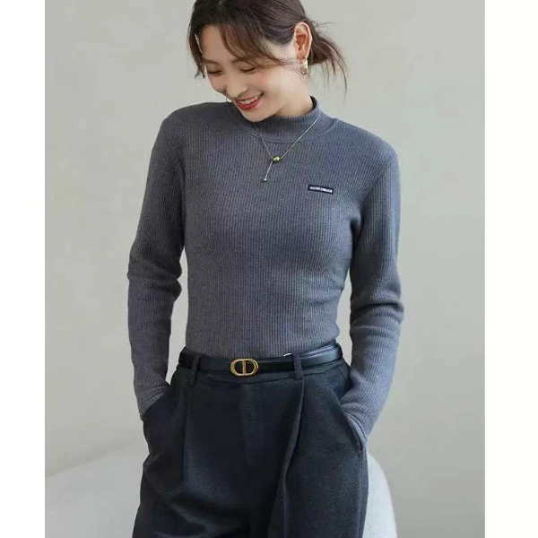 110冬季新款细螺纹加厚打底衫保暖上衣内搭修身半高领