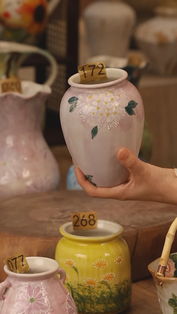 陶瓷景德镇设计师手作花器摆件侘寂风@M172@