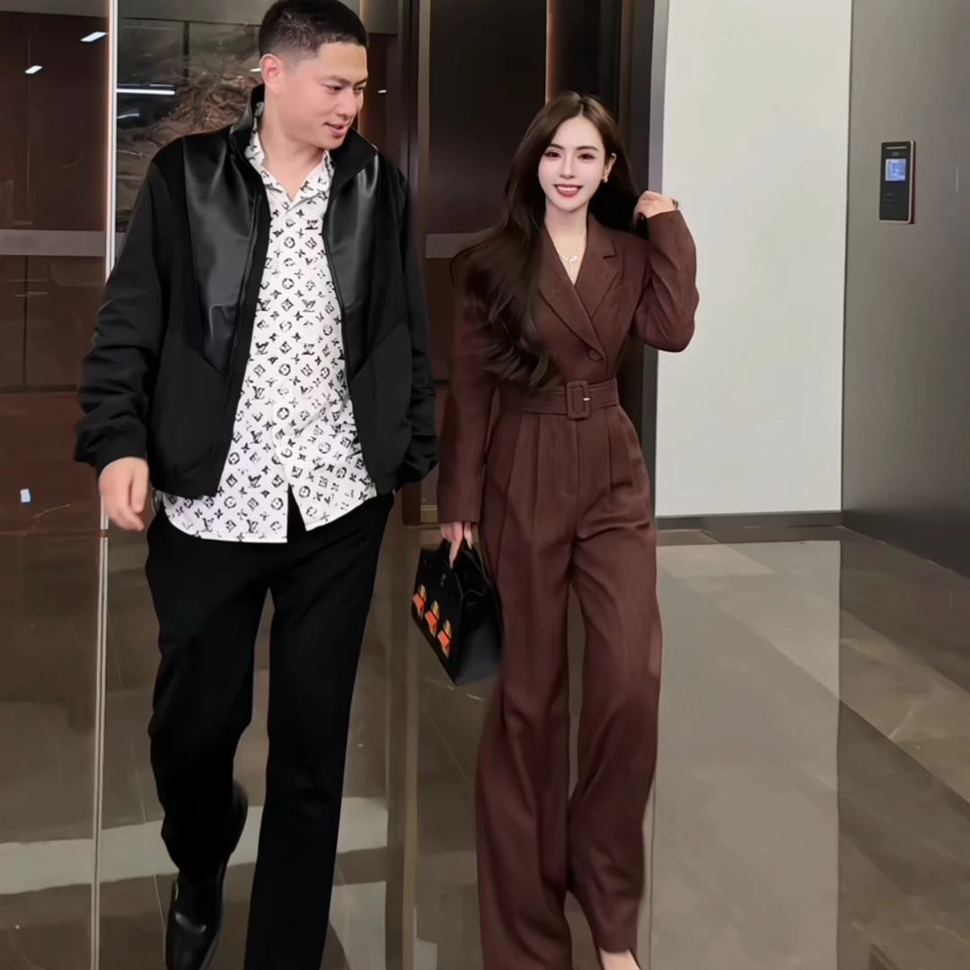 【冬装新款】DK347冬季复古原创设计时尚气质羊毛呢连体裤可分体