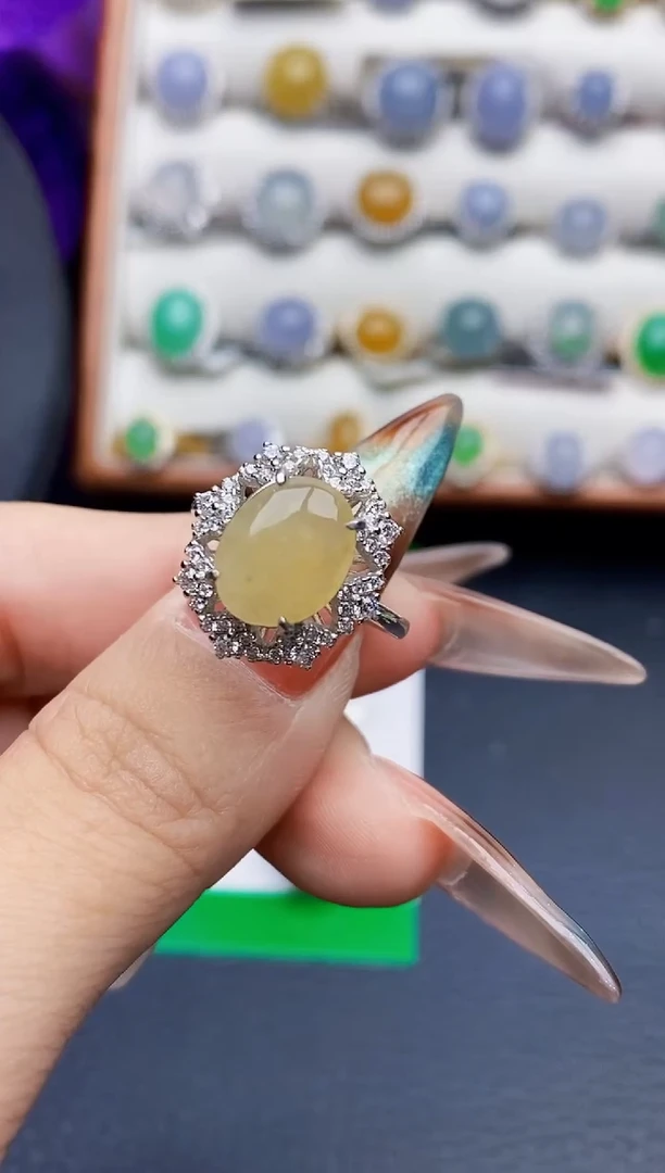 银S925镶嵌戒指翡翠0192