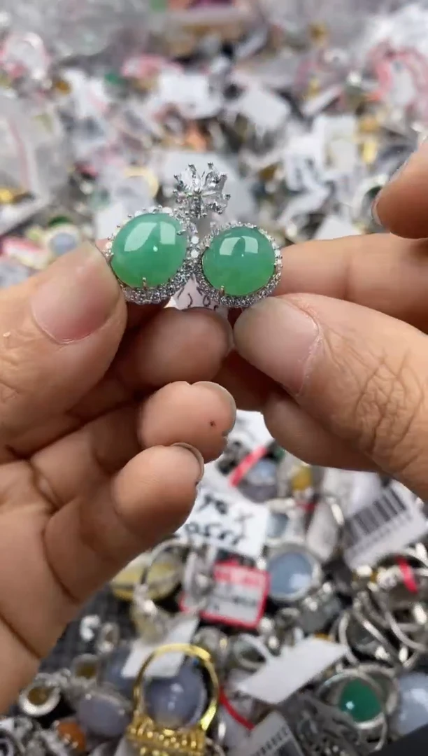 银S925镶嵌戒指翡翠7777----3