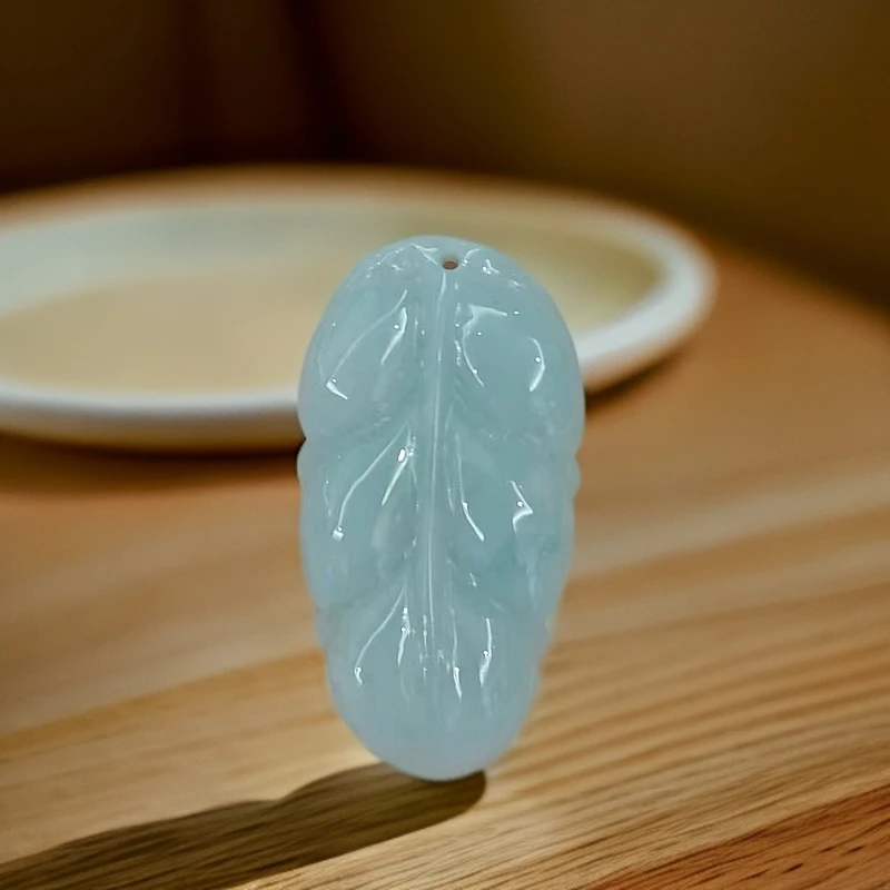 翡翠A货 叶子吊坠 穿绳多样性发货-722292