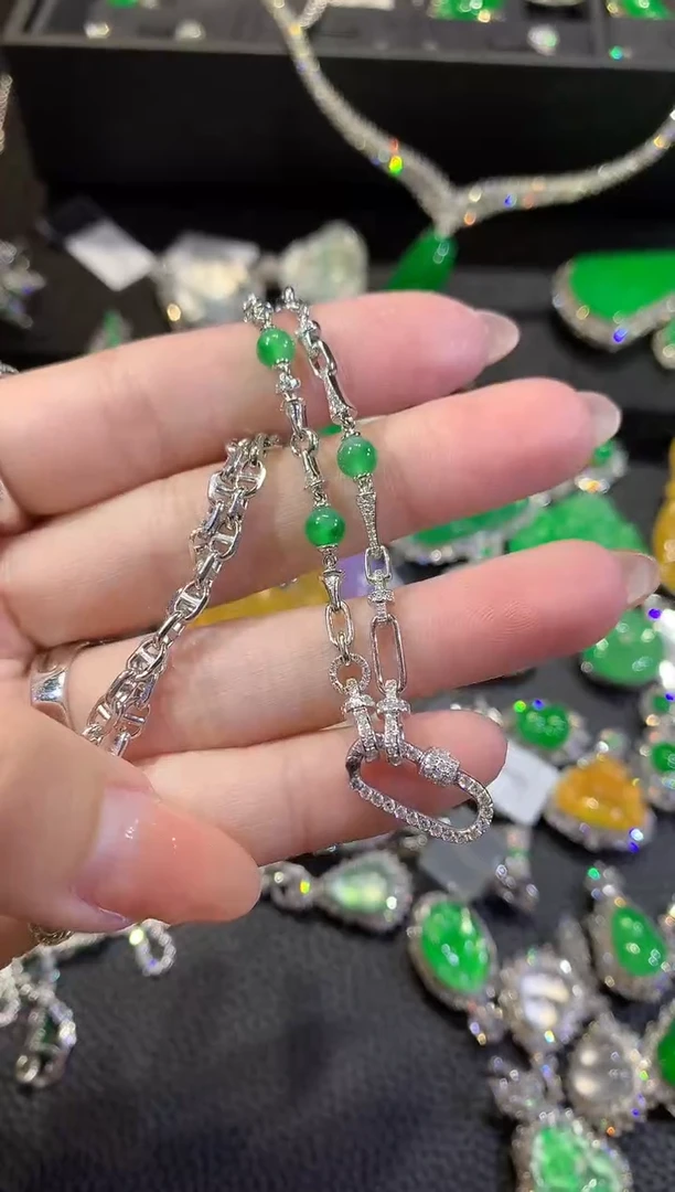 【闪购商品】翡翠颈饰18K金镶嵌117-套链