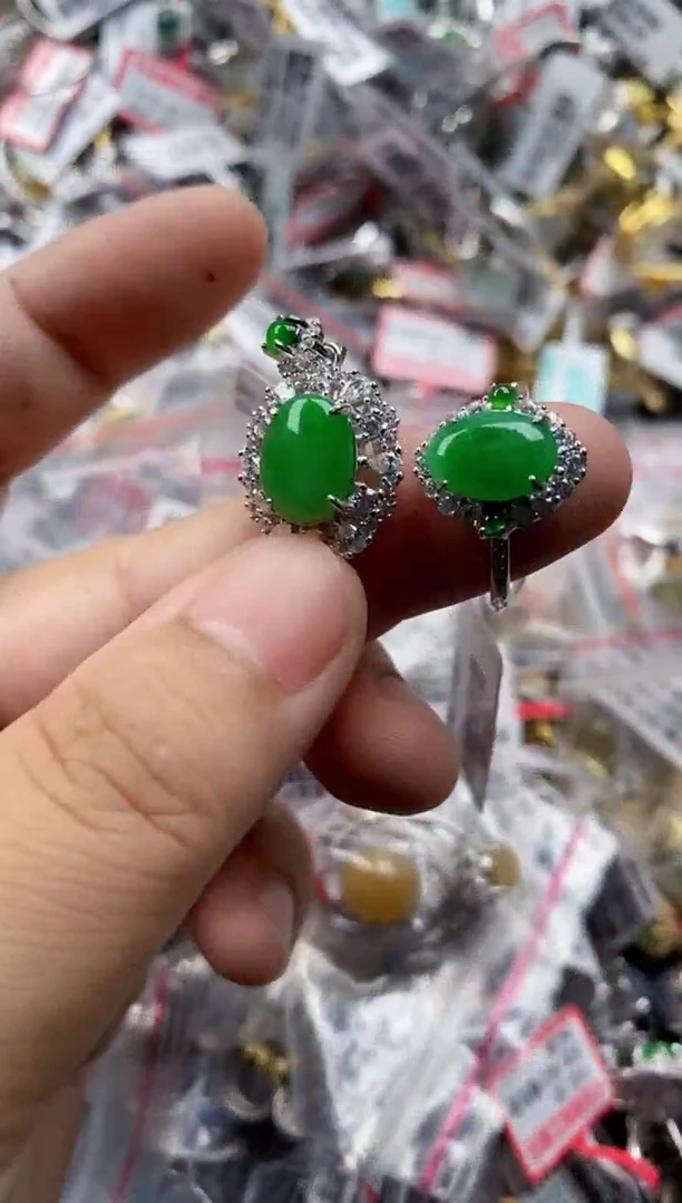 翡翠戒指银S925镶嵌222     6