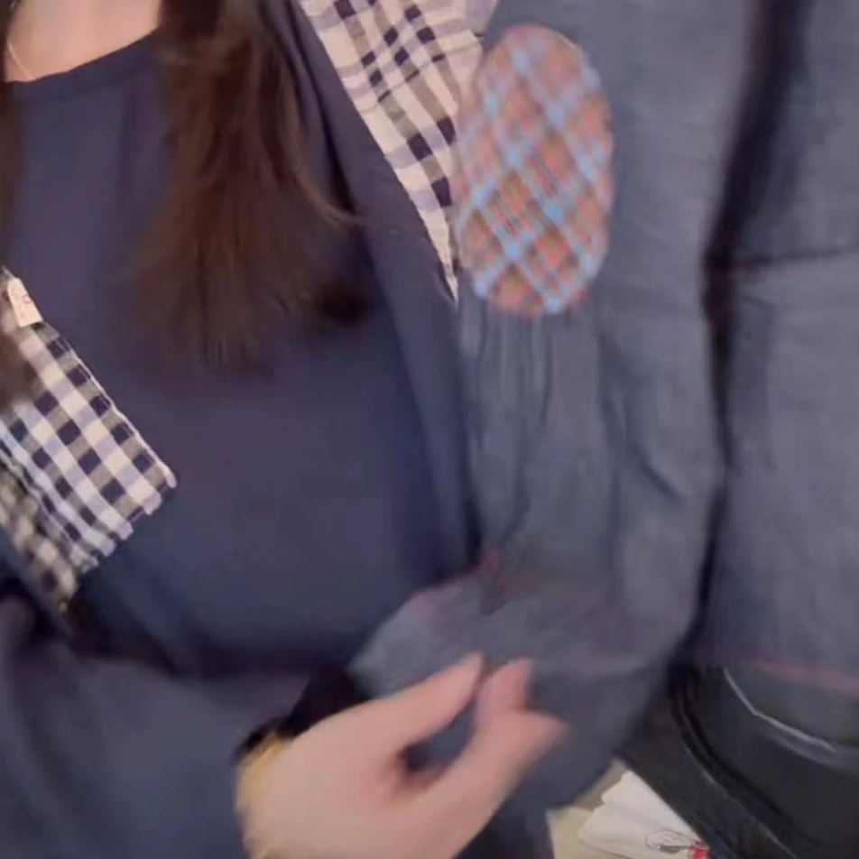 【NO退NO换】韩国东大门冬款气质口袋格子衬衣