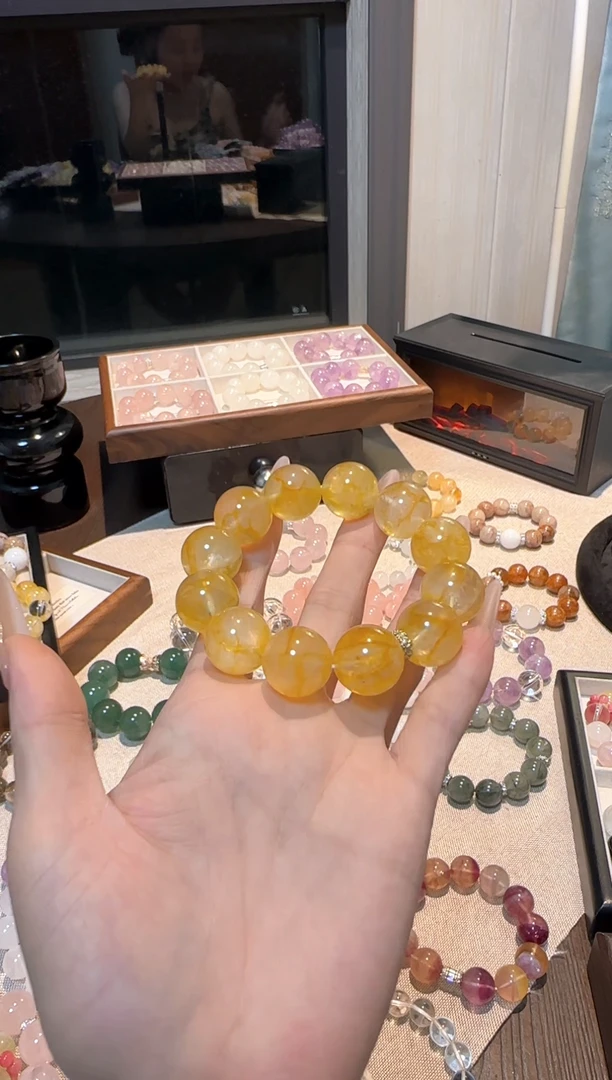 未镶嵌手串水晶【拍2单】17mm黄胶花