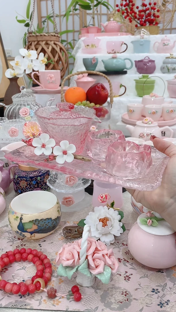瓷片浪漫樱花粉色茶具20260103582