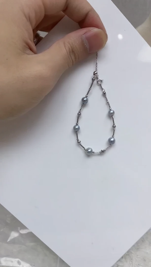 银S925镶嵌手链海水珍珠