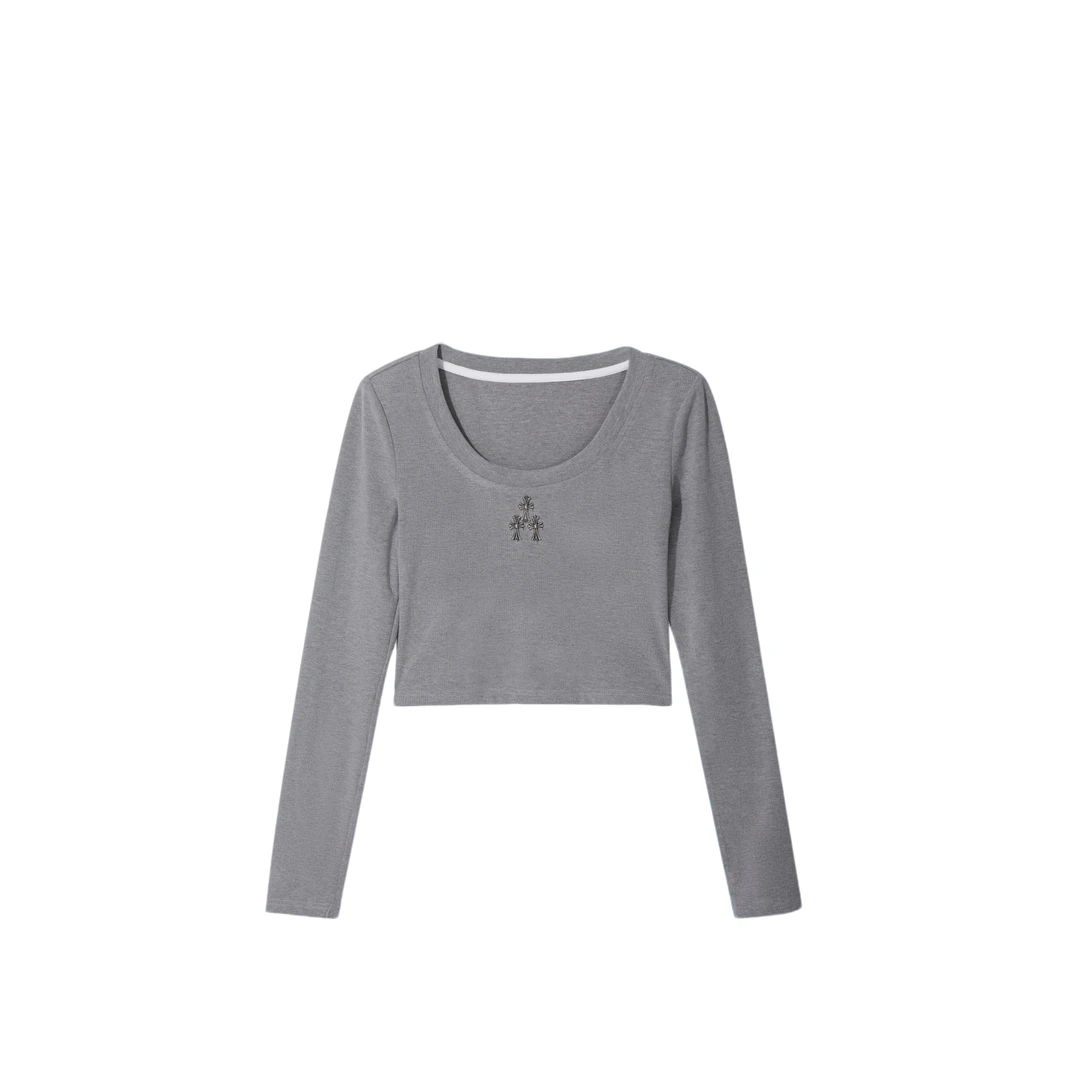 【小依专享】T7350308H 秋冬圆领百搭重金属风打底上衣长袖T恤-0308