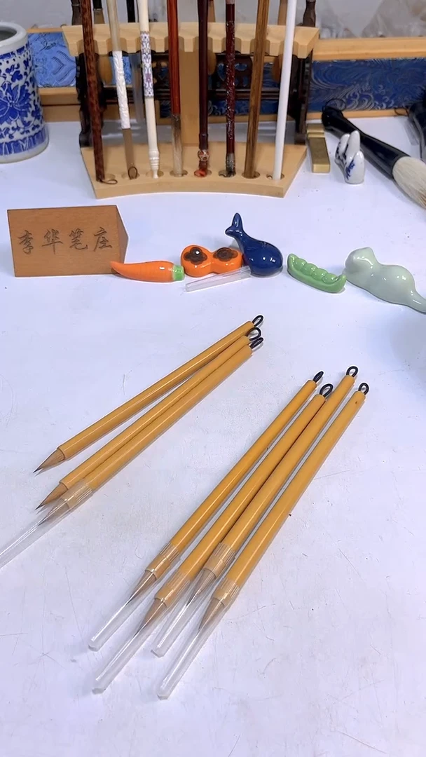 轶*柒竹子黄狼寸楷毛笔7支