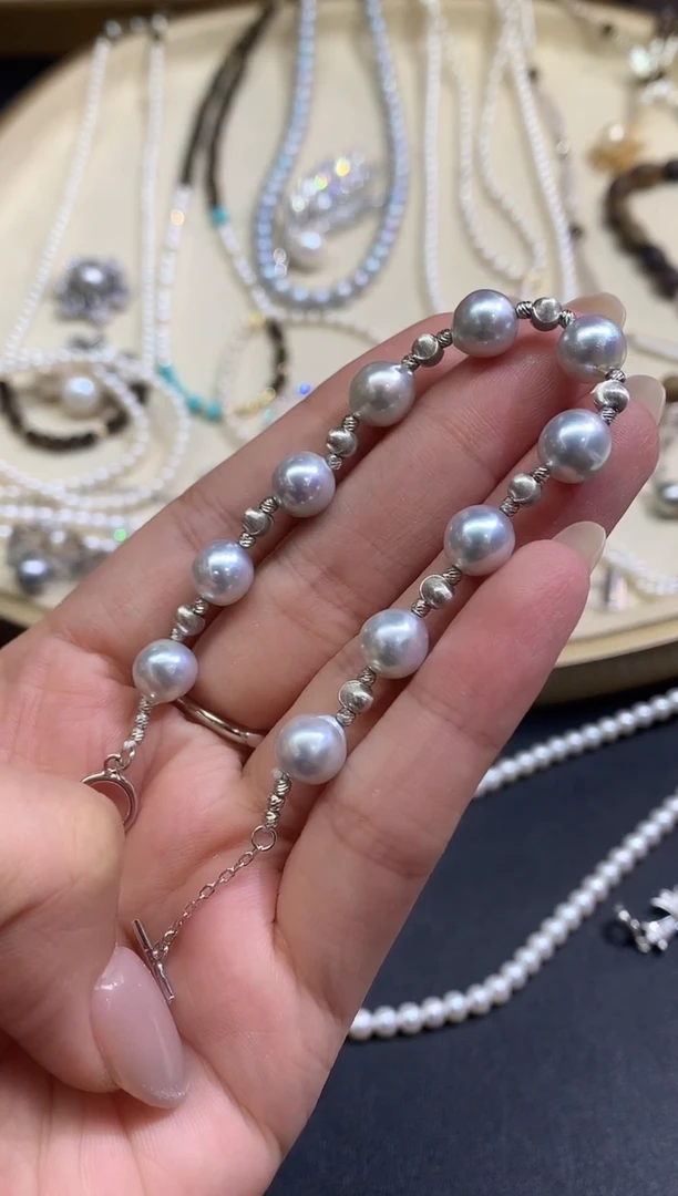 银S925镶嵌手链海水珍珠A346|780|多样性发货一件