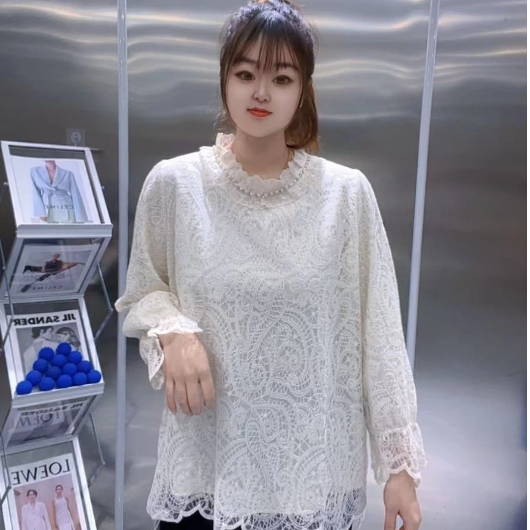 【聪姐推荐】6386欧货高端重工串珠镶钻蕾丝衫（衣长73，胸围130）