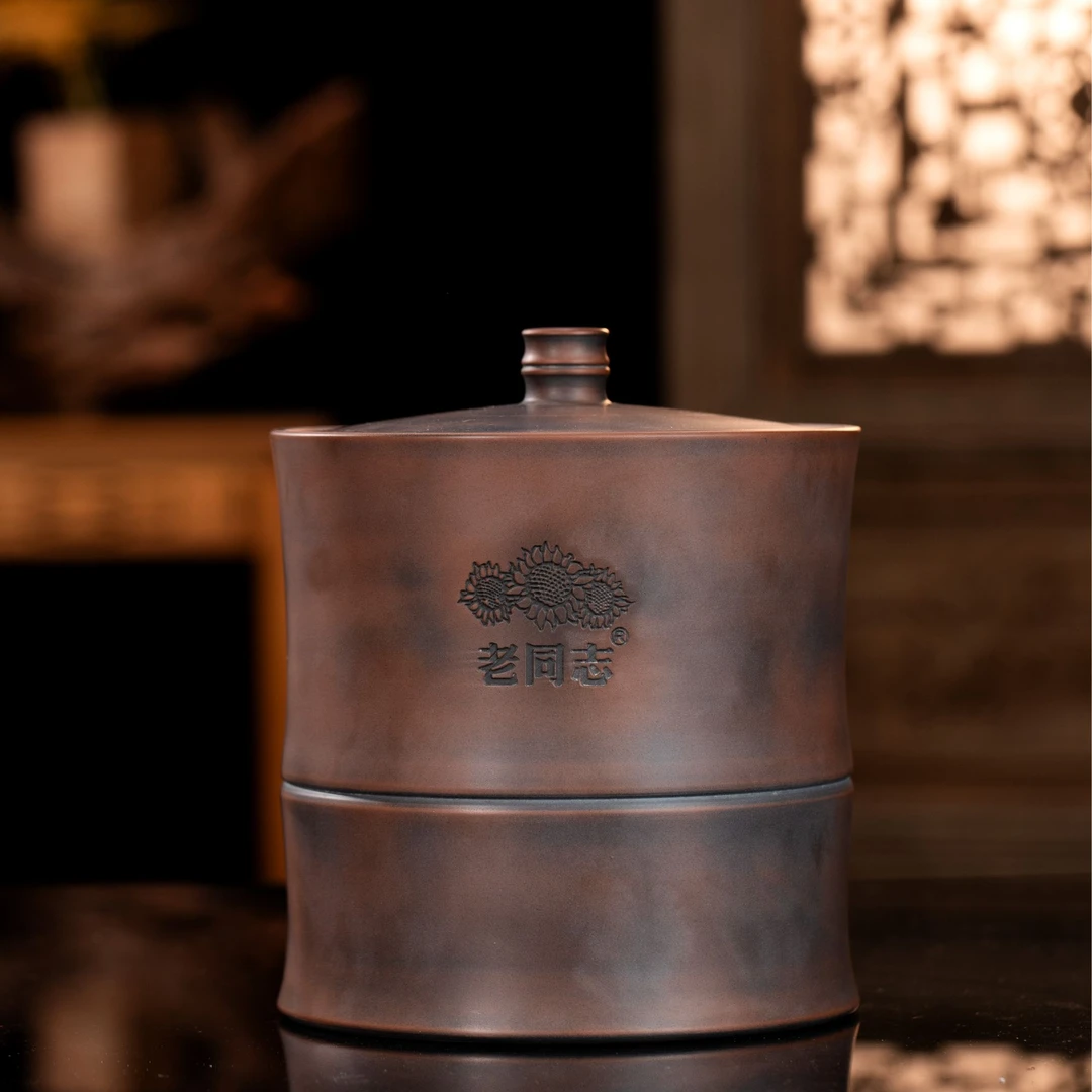 老同志普洱优选 茶具 建水紫陶 竹节罐 高160mm直径140mm