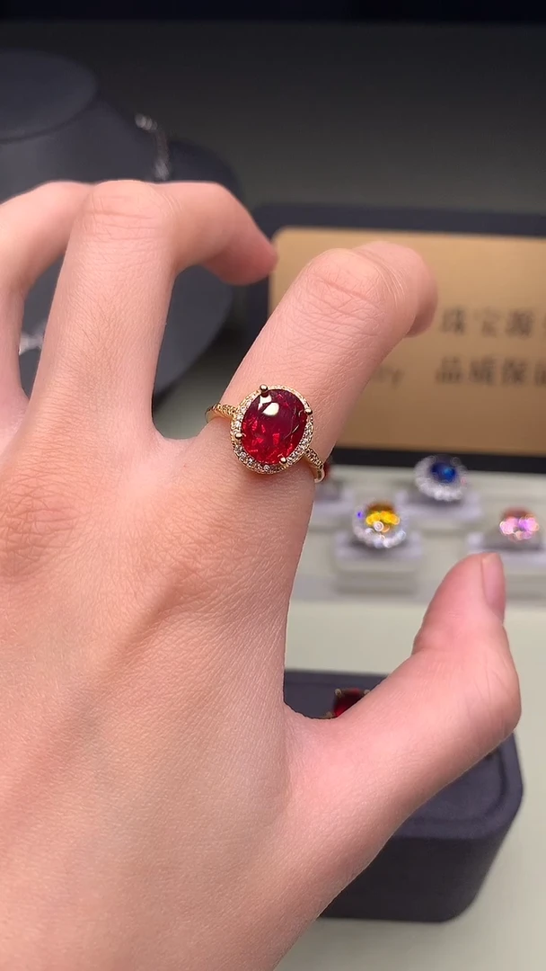 银S925镶嵌戒指红宝石........