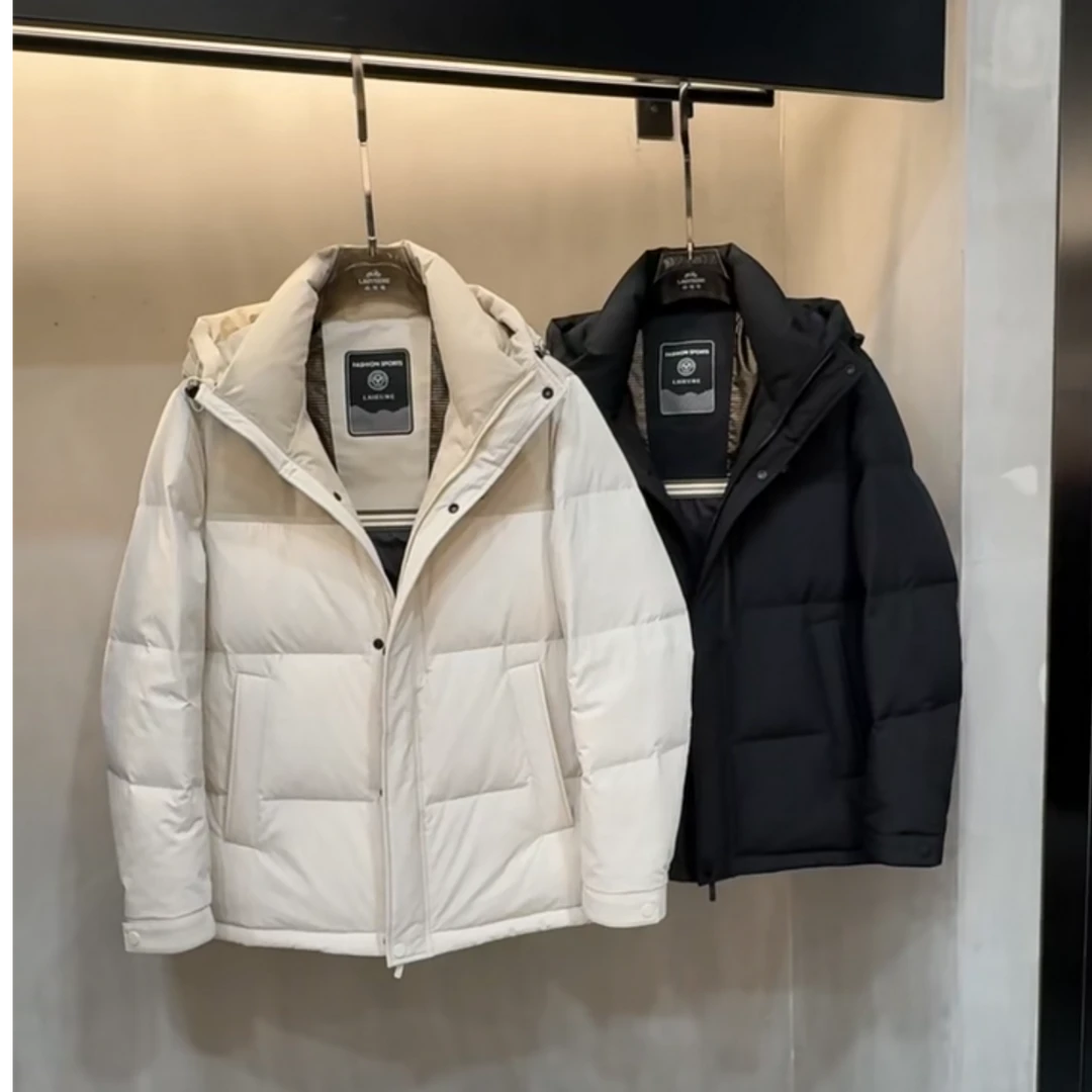 男士商务休闲色织提花冲锋衣男士冬款羽绒服2965