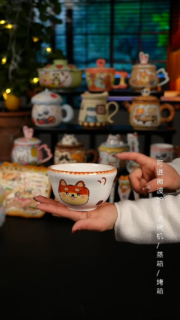 陶瓷无盖款景德镇高温釉下彩纯手绘创意瓷 默认微瑕 不退不换